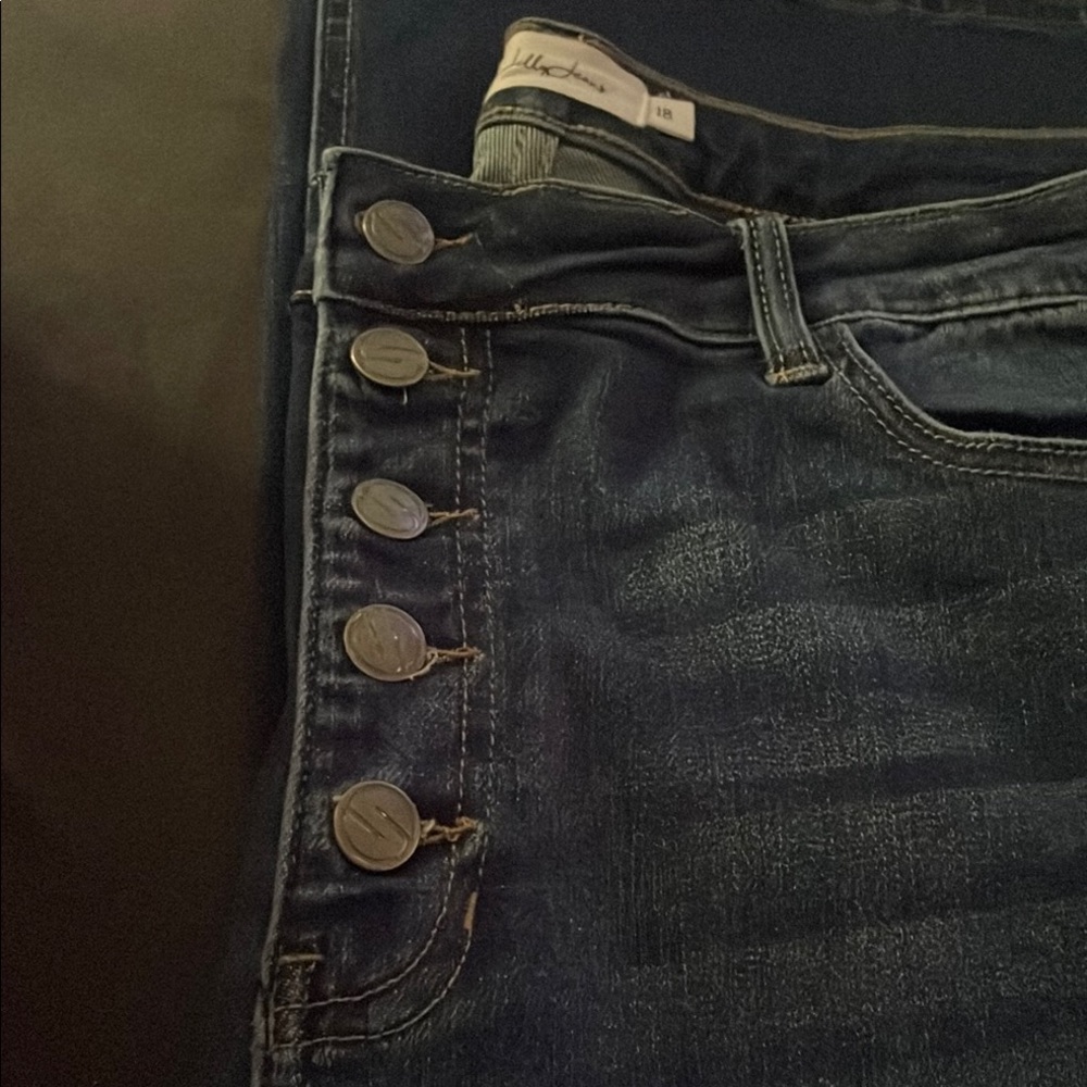 Dark Blue Button-Fly Jeans